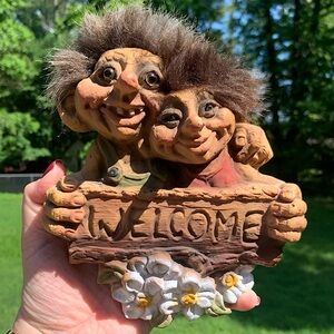 Rare Vintage Original NyFORM TROLL Welcome Door Plate